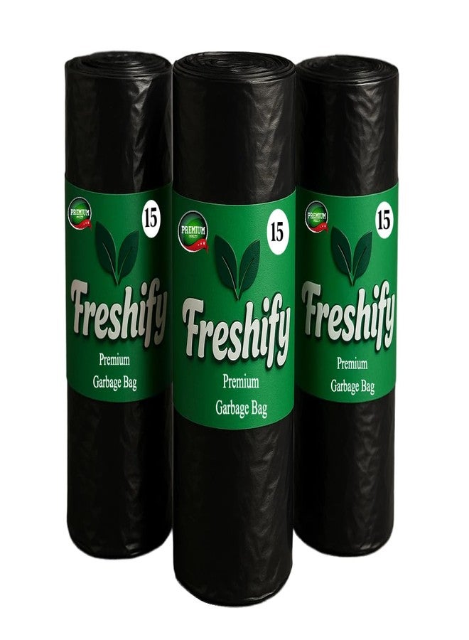 Freshify Premium Garbage Bags | 45 Pcs | Large - 24 X 32| 15 Bags *3 Rolls | Strong & Leak Proof Dustbin Bag | Black | Perfect for Home And Office Use| Wet And Dry Both - Image 1